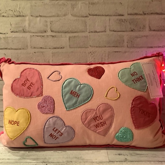 CUPCAKES & CASHMERE 14x24 Beaded Candy Hearts Pillow - Picture 5 of 9